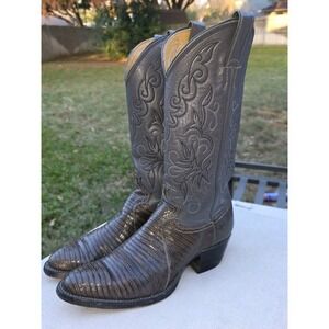 Justin Teju Lizard Cowboy Western Boots Mens Size 7.5D